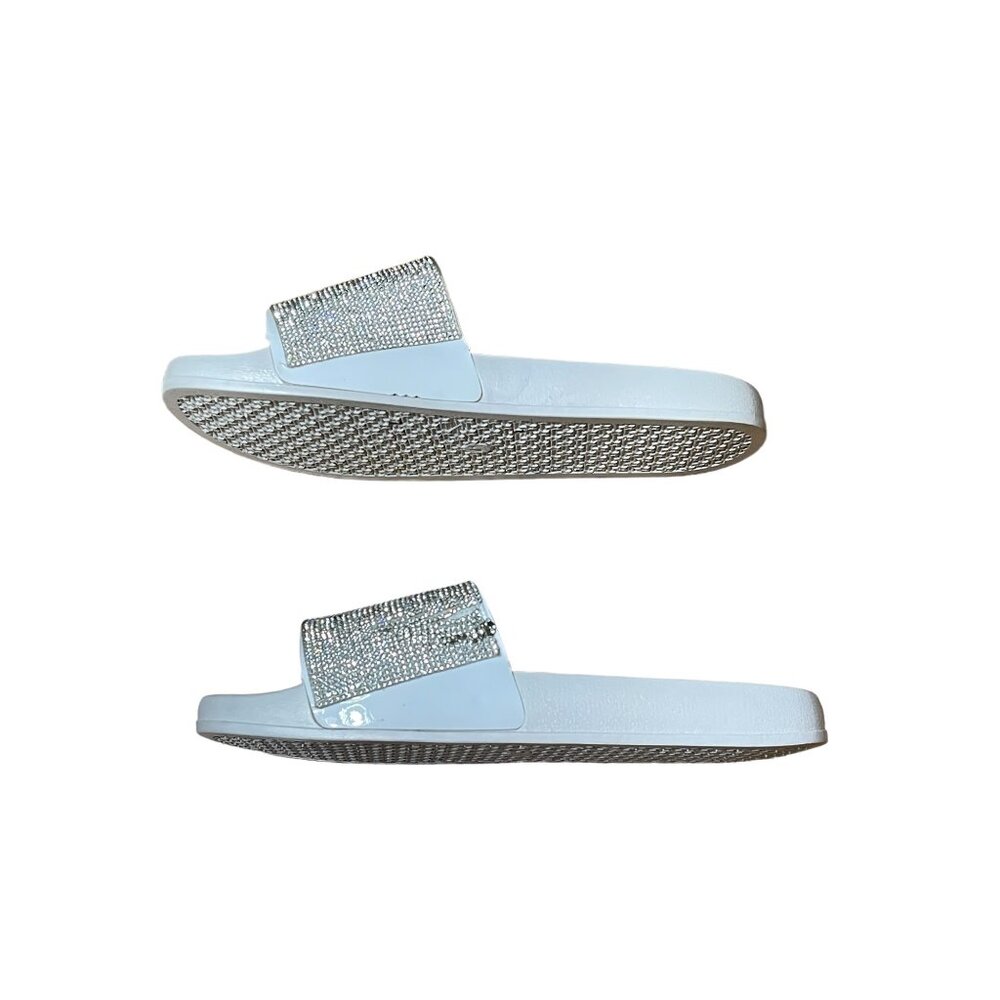White and Glitter Silver Sandals Flip Flop Size 41 - Picture 1 of 7